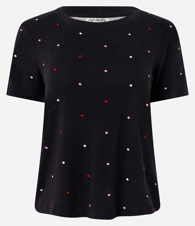 Blusa de Pijama Manga Curta em Viscose com Estampa de Poá - 1