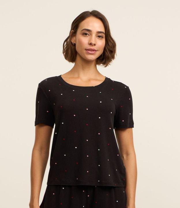 Blusa de Pijama Manga Curta em Viscose com Estampa de Poá - 2