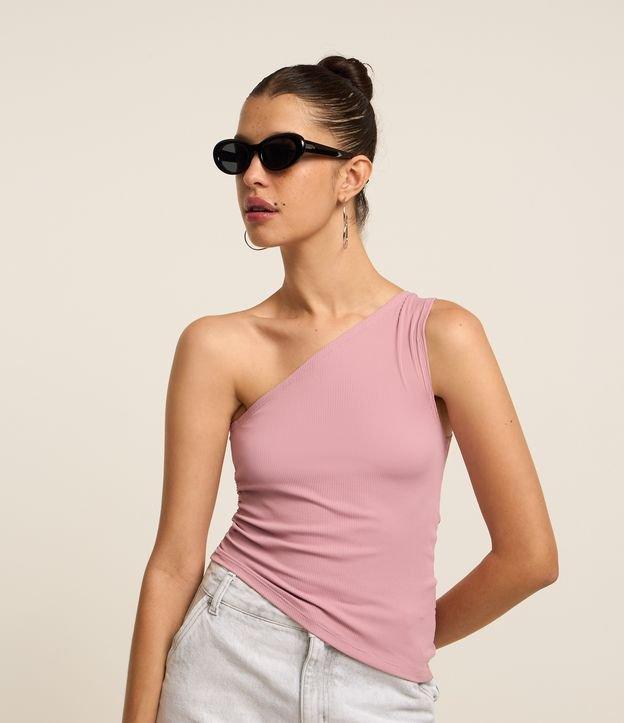 Blusa em Microfibra com Ombro Só e Franzido Lateral - 2