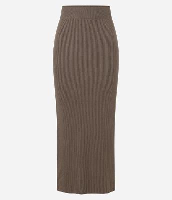 Saia Long Midi em Tricô com Textura Canelada