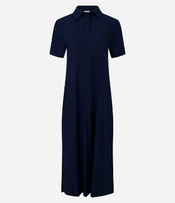 Vestido T-Shirt Midi em Viscose com Gola Polo