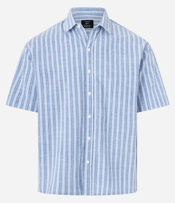 Camisa Boxy em Oxford com Listras Finas