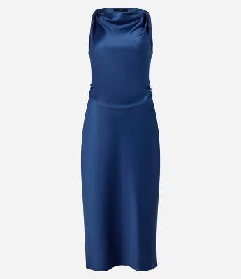 Vestido Midi Acetinado com Decote Degagê