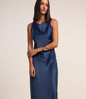 Vestido Midi Acetinado com Decote Degagê - 2