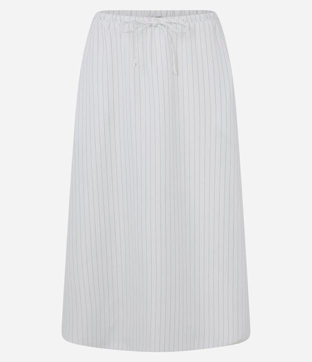 Saia Midi Balonê em Tricoline com Listras em Fio Tinto - 1