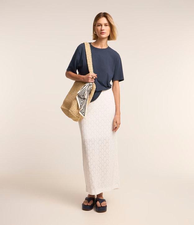 Saia Midi Evase de Renda com Fenda - 2