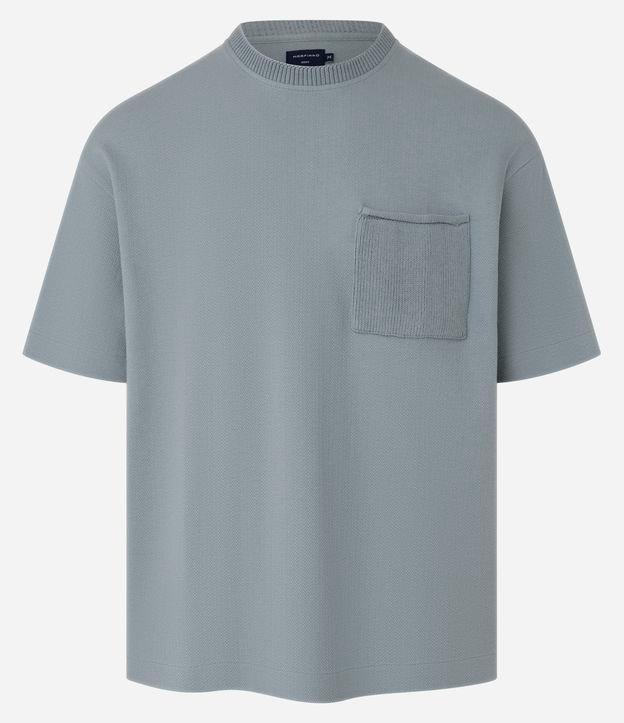 Camiseta Boxy em Algodão com Bolso e Textura - 1