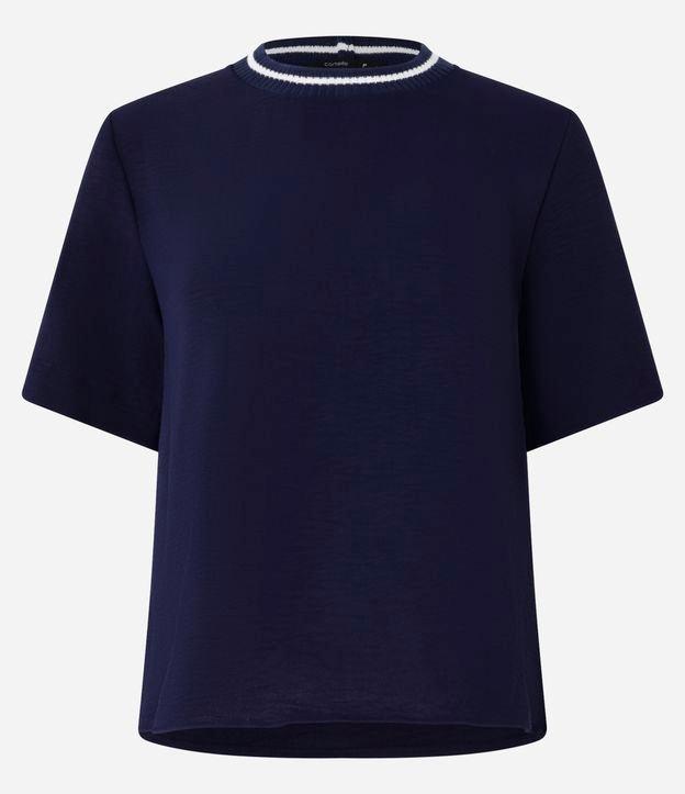 Blusa Manga Curta em Airflow com Detalhe Contrastante na Gola - 1