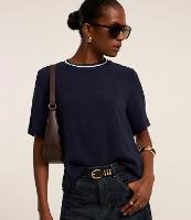 Blusa Manga Curta em Airflow com Detalhe Contrastante na Gola - 2