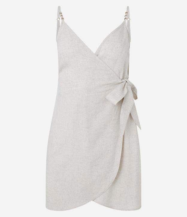 Saída de Praia Vestido Curto em Viscolinho com Amarração - 1