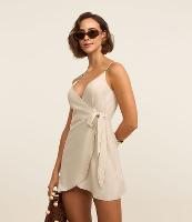 Saída de Praia Vestido Curto em Viscolinho com Amarração - 2