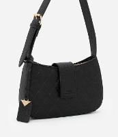 Bolsa Baguete Pequena com Textura em Relevo e Detalhe de Pendente - 1