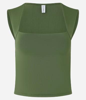 Blusa Sem Manga em Microfibra com Decote Quadrado