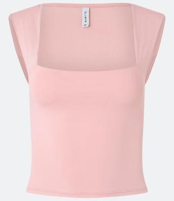 Blusa Sem Manga em Microfibra com Decote Quadrado