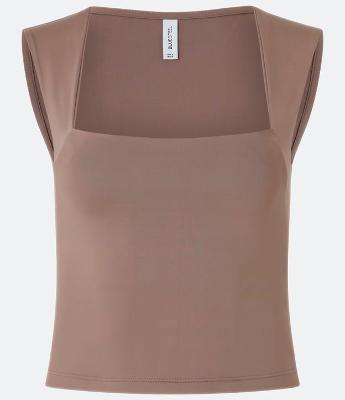 Blusa Sem Manga em Microfibra com Decote Quadrado