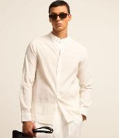 Bata em Algodão com Textura e Gola Padre - 1