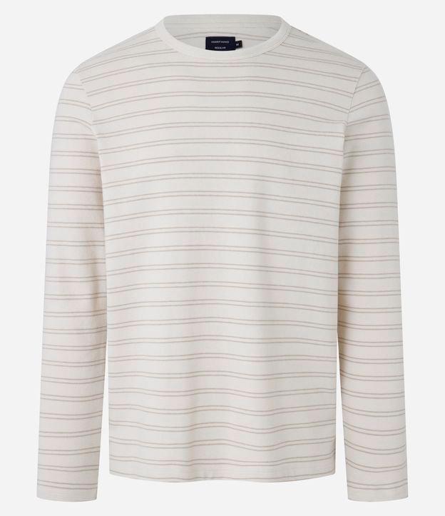Camiseta Regular em Algodão com Listras Horizontais - 1