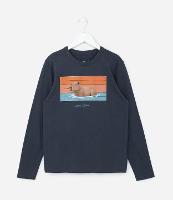 Camiseta Infantil com Estampa Capivara na Água - Tam 5 a 14 Anos - 1