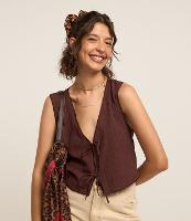 Colete em Crepe com Textura e Amarraçao com Lacinhos - 2