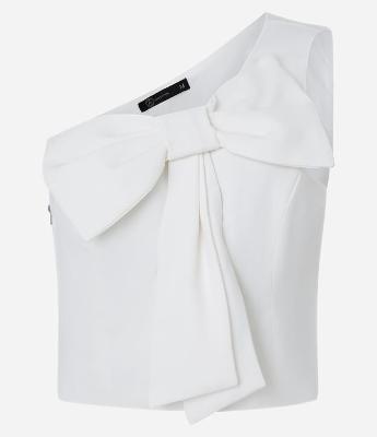 Blusa Um Ombro Só em Crepe com Detalhe de Laço