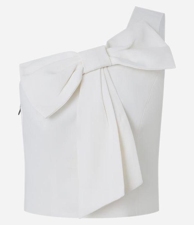 Blusa Um Ombro Só em Crepe com Detalhe de Laço - 2