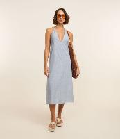 Saída de Praia Vestido Cavado em Viscose com Fenda Lateral - 2