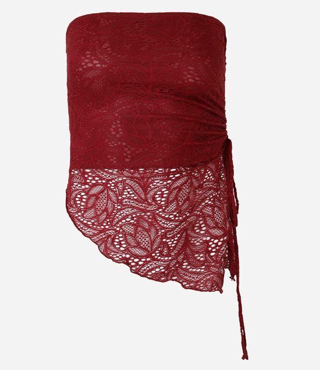 Blusa em Renda Tomara que Caia com Barra Assimétrica - 1