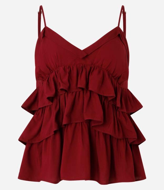 Blusa de Alça em Viscose com Babados Sobrepostos - 1