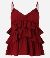 Blusa de Alça em Viscose com Babados Sobrepostos - 1