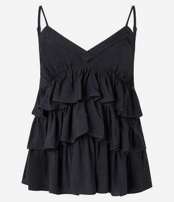 Blusa de Alça em Viscose com Babados Sobrepostos