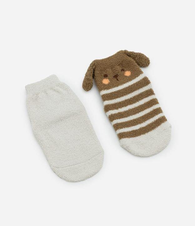 Kit 02 Meias Infantis em Chenille com Orelhinhas e Antiderrapante - Tam RN a 12 meses - 1