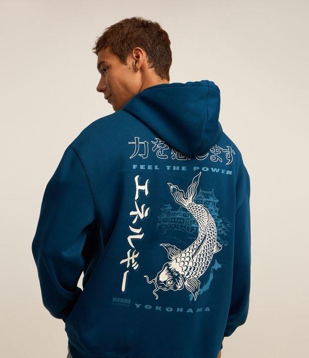 Blusão Relaxed em Moletom com Estampa Oriental e Peixe Carpa - 2