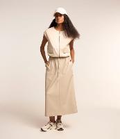 Saia Midi com Cós Elástico e Cordão para Amarração - 1