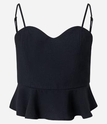 Blusa Corsetada em Crepe com Babado Peplum