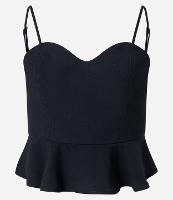 Blusa Corsetada em Crepe com Babado Peplum - 1