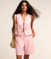 Bermuda Reta Cintura Alta em Viscolinho com Pregas - 2