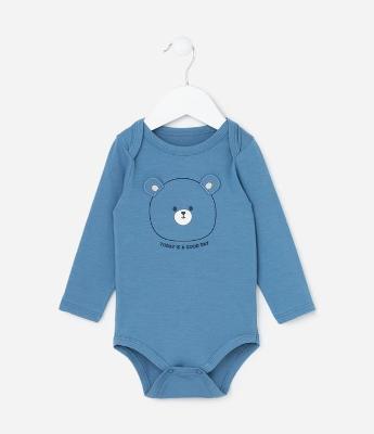 Body Infantil com Estampa Carinha de Urso - Tam 0 a 18 meses