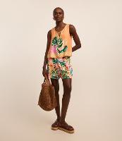 Short Curto em Twill com Estampa de Folhagens - 1