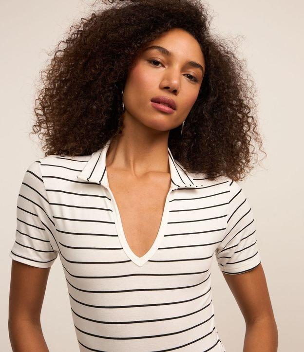 Body em Ribana Listrada com Gola Polo - 1