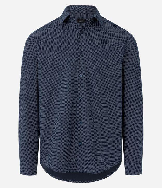 Camisa Regular em Tricoline com Estampa de Mini Print - 1