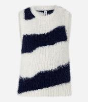 Colete em Tricô Listrado com Pelinhos - 1