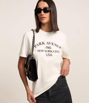 Camiseta em Algodão com Estampa Park Avenue Nyc