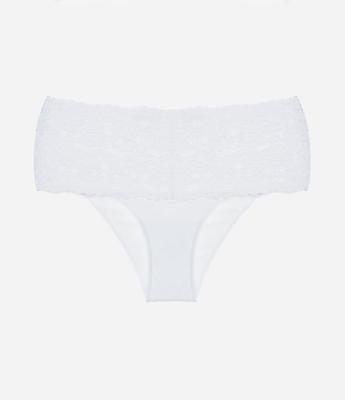 Calcinha Caleçon com Cós Pala em Renda Curve e Plus Size