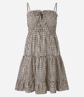 Vestido Curto em Tricoline Xadrez com Lacinho no Busto - 1