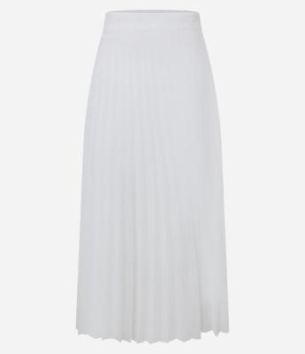 Saia Midi em Chiffon Plissada com Cós Alfaiatado