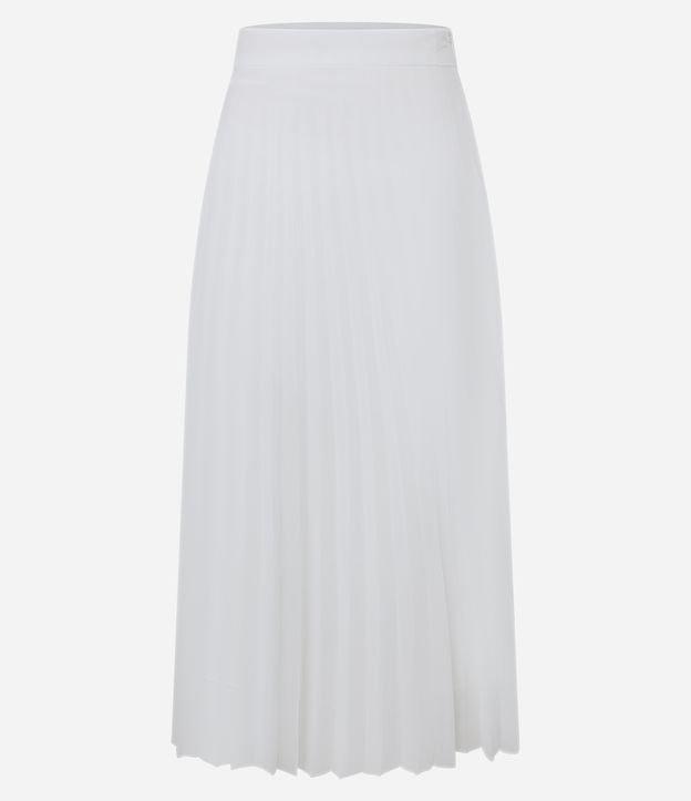 Saia Midi em Chiffon Plissada com Cós Alfaiatado - 1