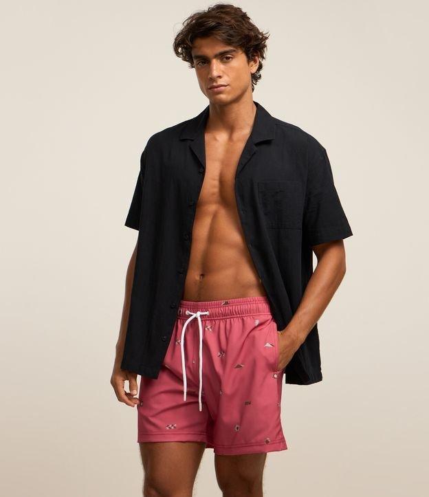 Bermuda em Microfibra com Estampa Praiana - 2