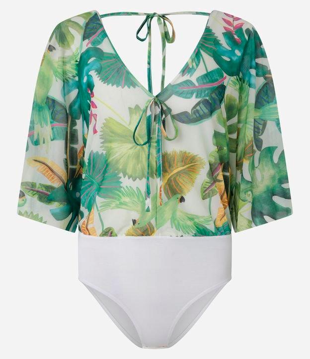 Body em Tule com Estampa Floral - 1