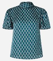 Blusa Acetinada com Gola Alta e Estampa Geométrica - 1