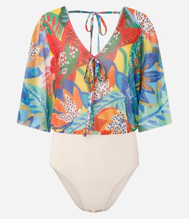 Body em Tule com Estampa Floral - 1